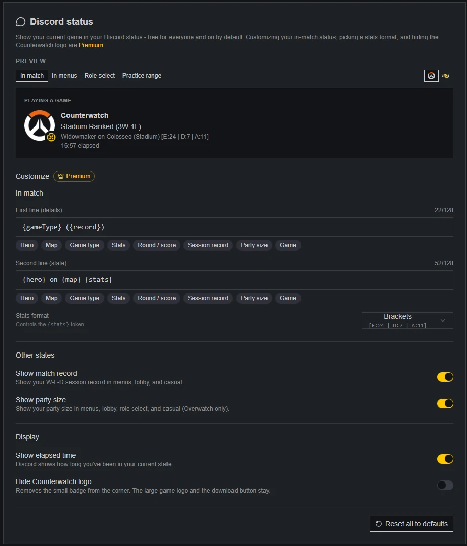 New Counterwatch Premium Feature: Discord Status Customization